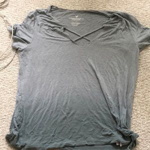 V-neck striped T-shirt